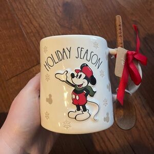 Rae Dunn Holiday Season Mug with Spoon - Cream and Red